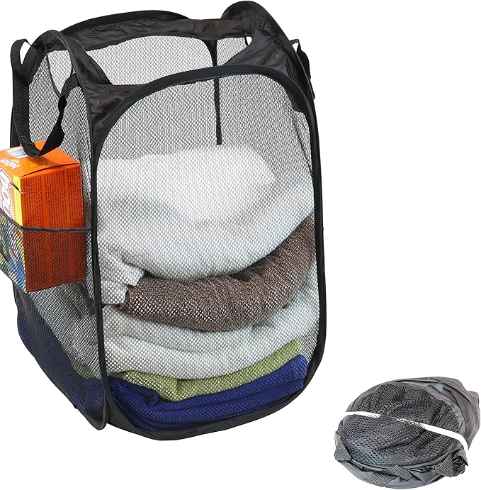 Simple Houseware Mesh Pop-Up Laundry Hamper Basket - Image 3