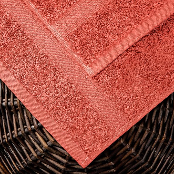 SUPERIOR Egyptian Cotton Solid Towel Set, Washcloths 13” x 13”, Hand Towels 20” - Image 4