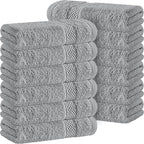 White Classic Light Grey Luxury Cotton Washcloths 12 Pc Set by WhiteClassic