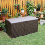 Amazon Basics Outdoor Storage Deck Box, Lockable, Weather-Resistant, 99 Gallon, Brown, for Patio Cushions, Gardening Tools, Pool Accessories - Image 9